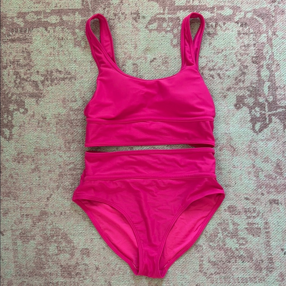 Hot pink high waisted bikini